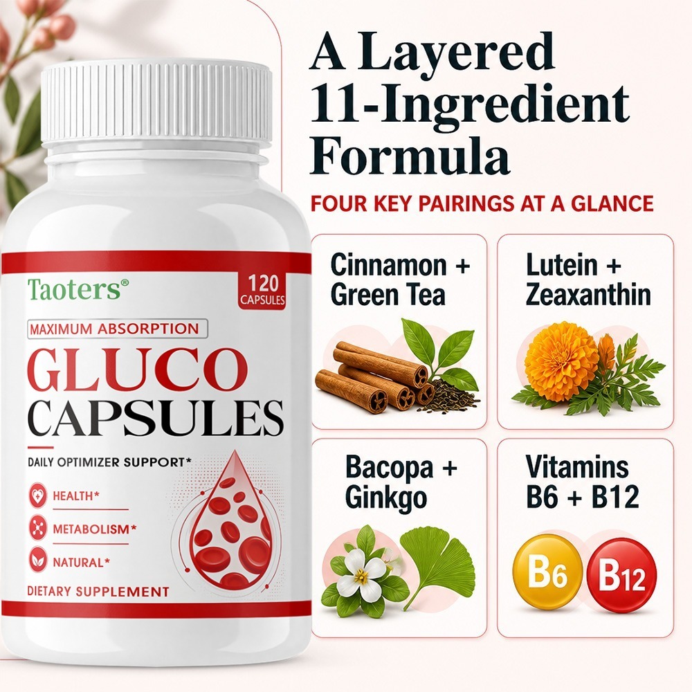 Health Wellness Vitamins - Capsule Gluco – Massimizza l'assorbimento, supporta